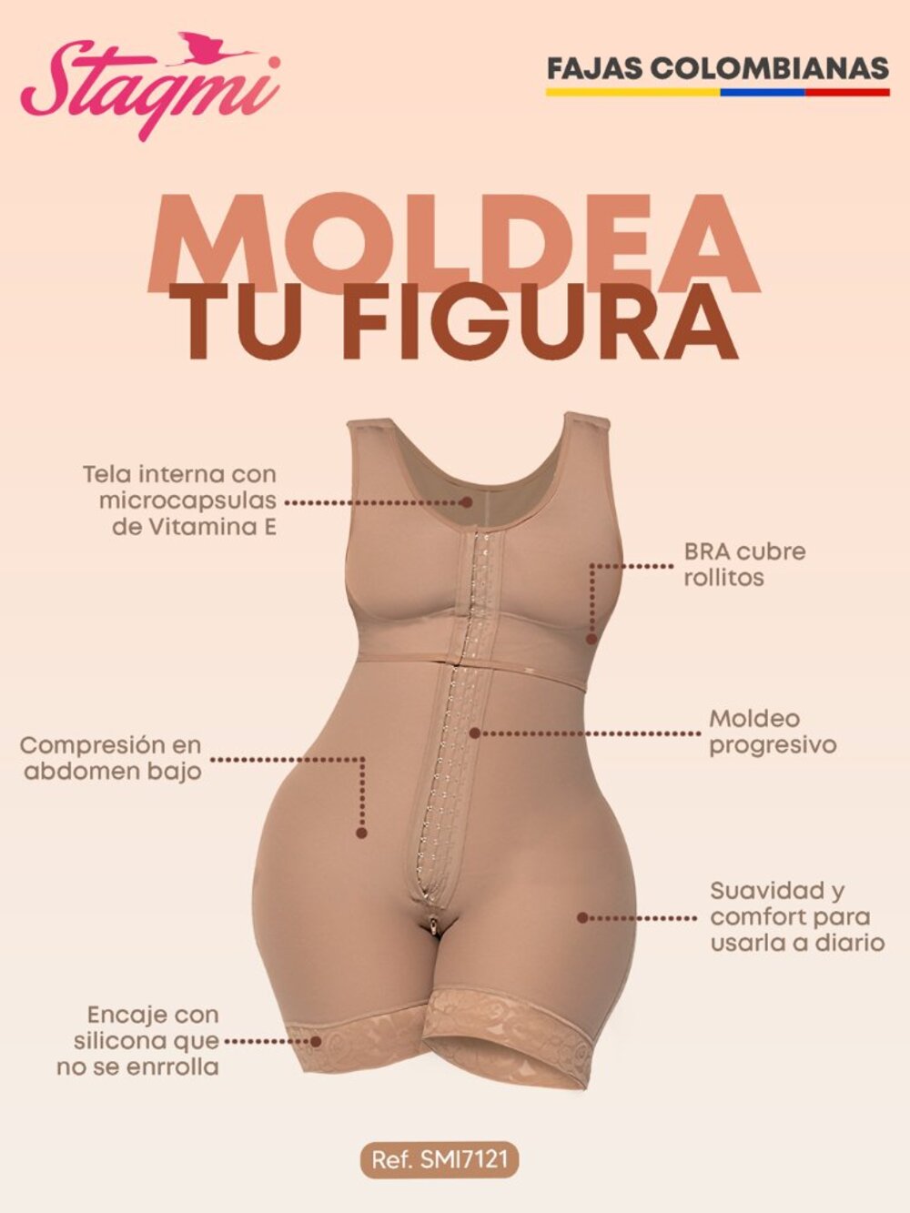 Faja con Bra Large SMI7121 Best Shaper Girdle Stagmi Everyday or Post-Operation!